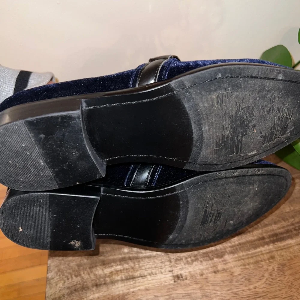 Steve Madden Macklin Mens 8M‎ Navy Blue Velvet Loafer Dress Shoes Formal Casual